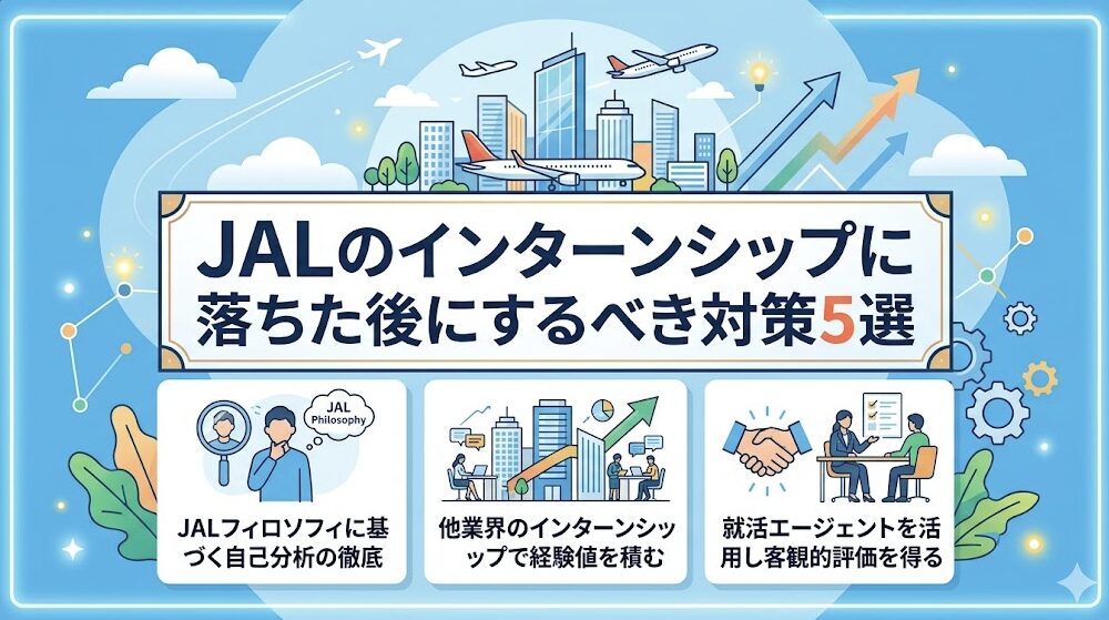 JALのインターンシップに落ちた場合は、自己分析や他業界のインターンで経験を積むべき。