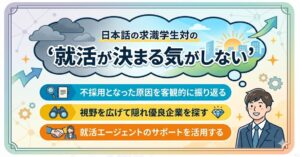 就活が決まらないと焦る必要はありません。失敗を振り返り、視野を広げて就活エージェントに頼ることが、内定への最短ルートです。