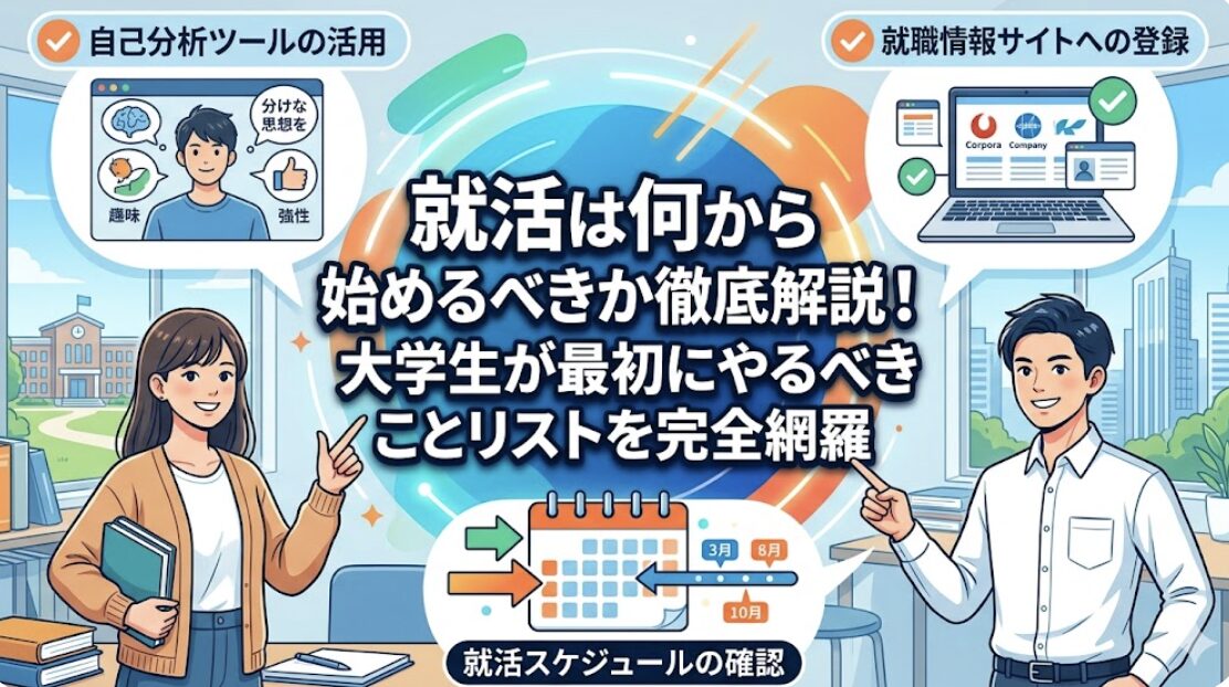 就活はまず就活情報サイトへ登録し、スケジュールを把握する。